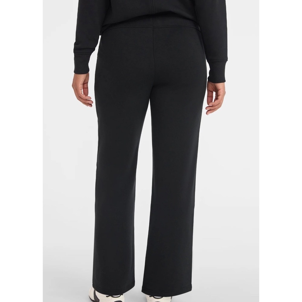 Avia Womens Black Wide Leg Fleece Pants Side Stripe Medium 8-10 Athleisure - Picture 4 of 6
